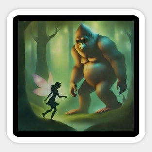 Bigfoot with fairy Sticker